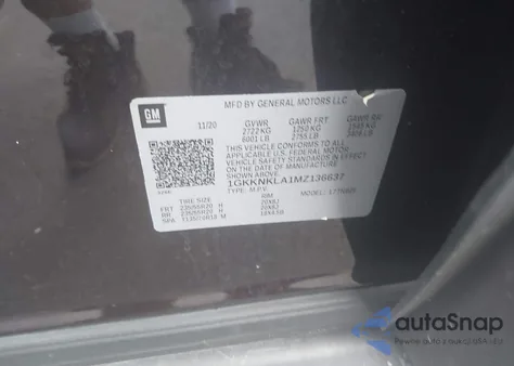 2021 GMC Acadia Fwd Sle z USA, uszkodzony, nr VIN 1GKKNKLA1MZ136637